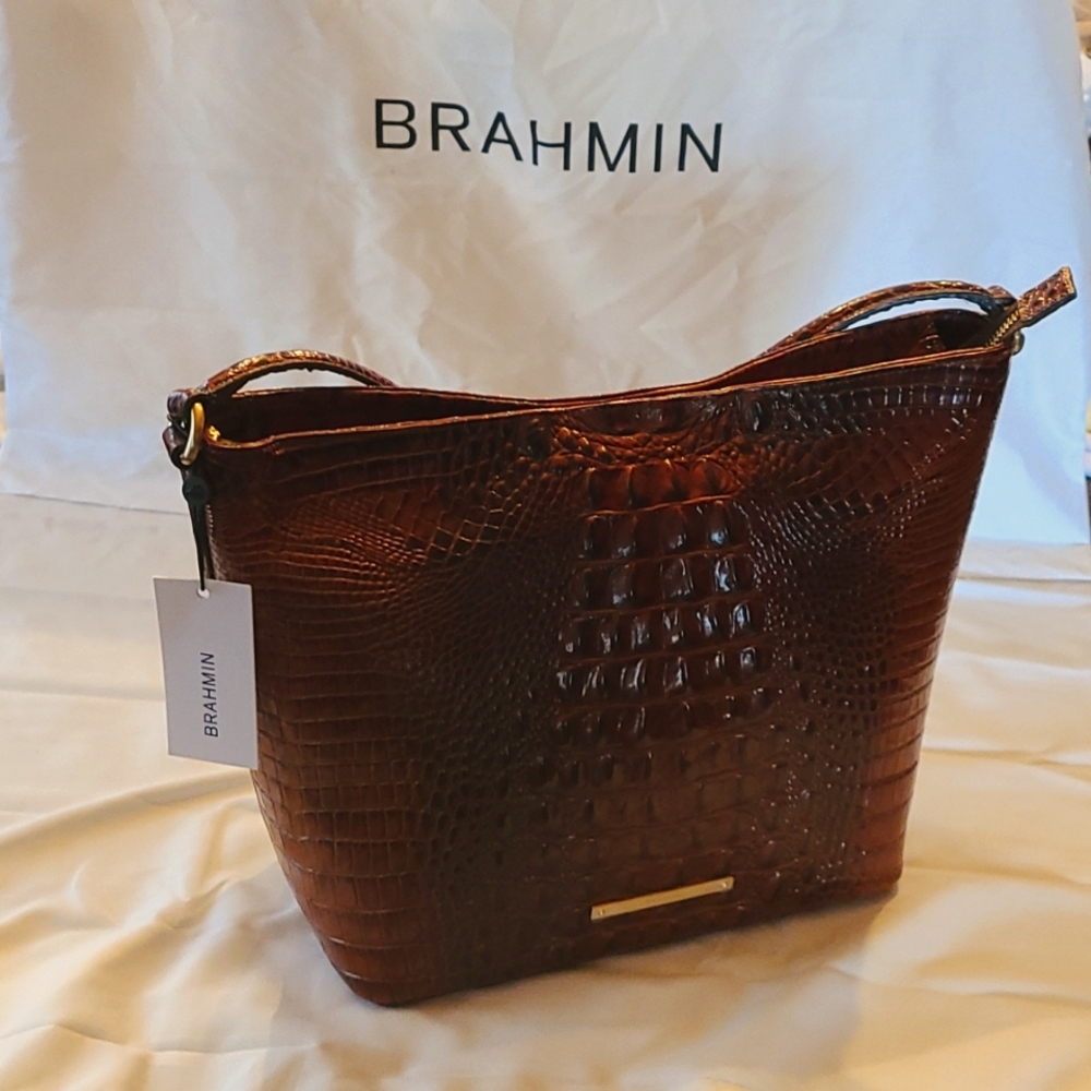 BRAHMIN small leather Harrison Hobo bag in pecan Melbourne
